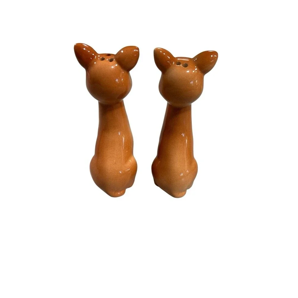 Vintage Anthropomorphic Long Neck Deer Salt & Pepper Shakers 4 1/8”